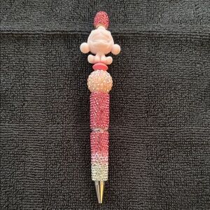 Pink Crystal Embellished Novelty Ballpoint Pen - Cute Character